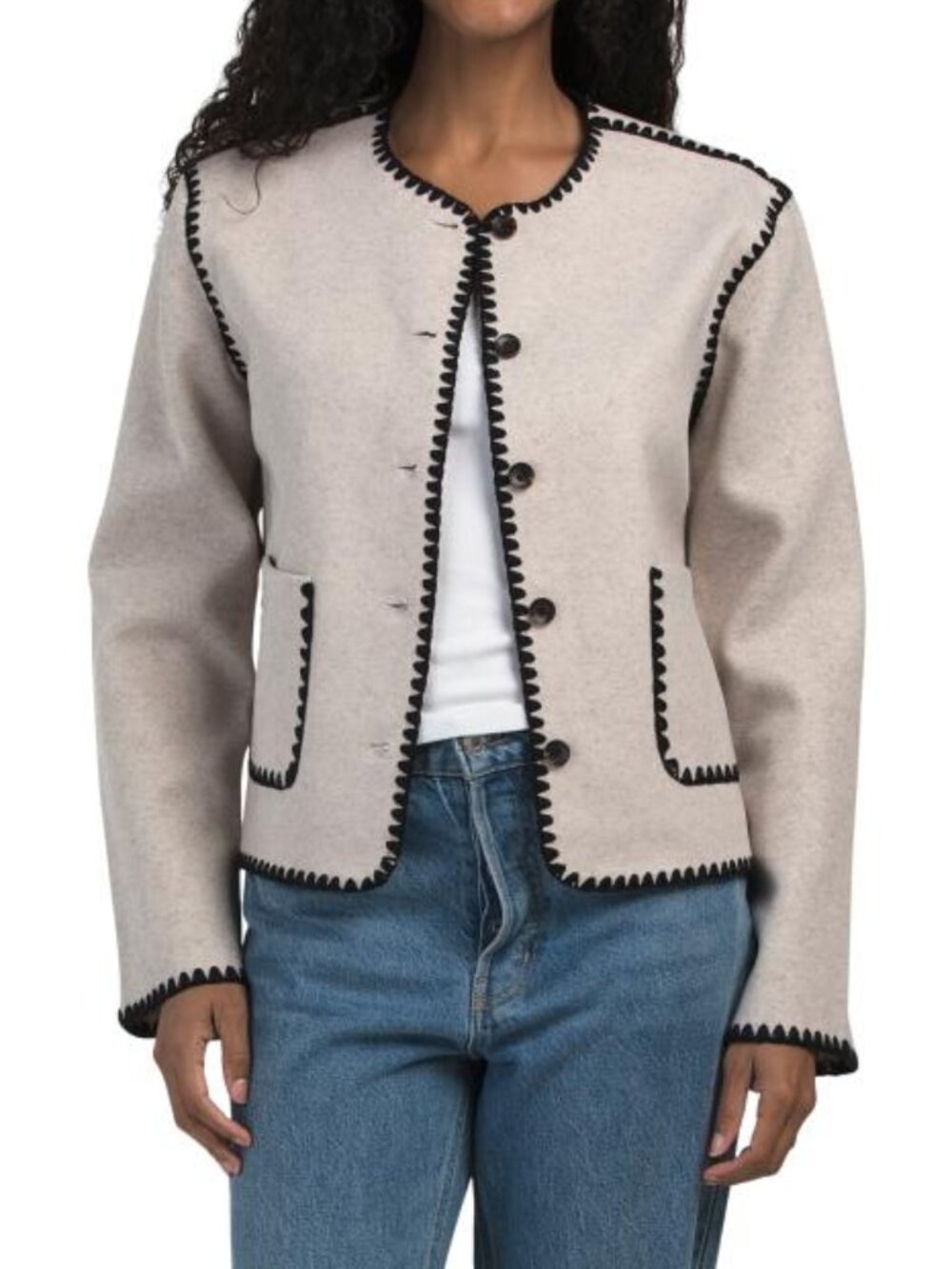 ELIE BY ELIE TAHARI Long Sleeve Jacket With Contrast